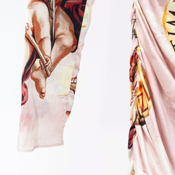 Dolce & Gabbana SS18 Pink Silk-Satin Cherub-Print Midi Dress - Picture 8 of 10
